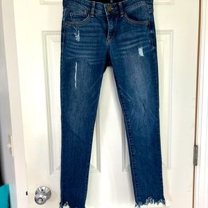 Mac and Me skinny ankle with chewed hem